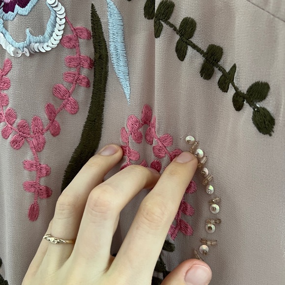 Frock and Frill Pink Embellished Knee Length Embroidered Dress Wedding UK 12 - Picture 5 of 11